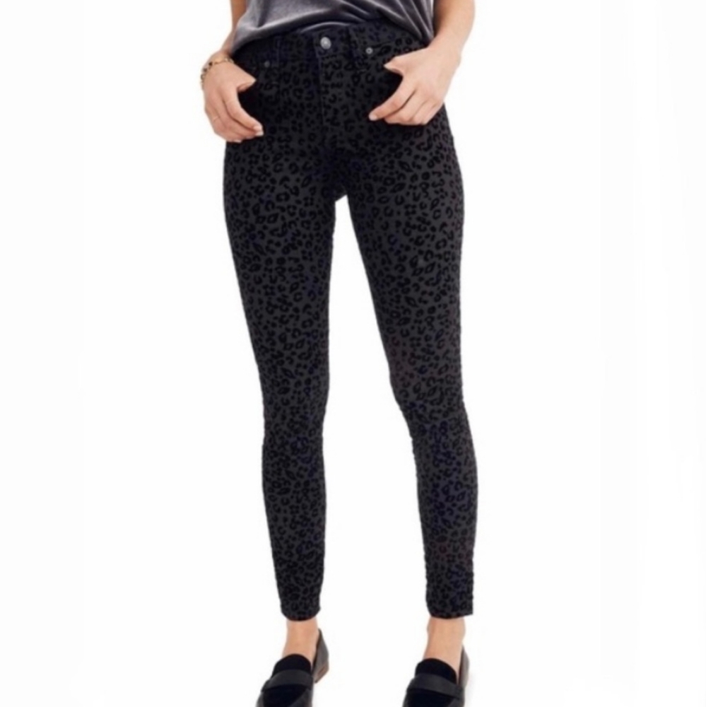 NWT MADEWELL 9" Mid Rise Black Leopard Skinny Jean